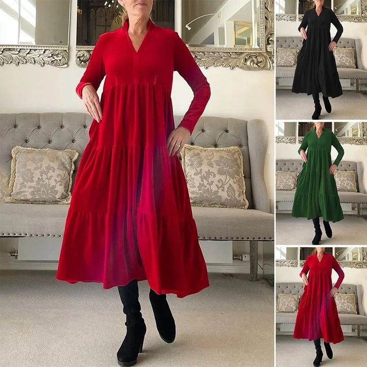 🔥V-neck patchwork dress - karumail