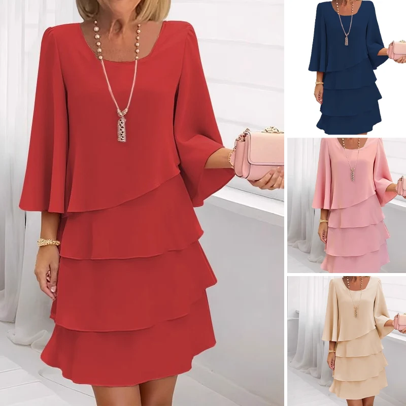 💃Women's Tiered Ruffle Dress with Flared Sleeves - karumail