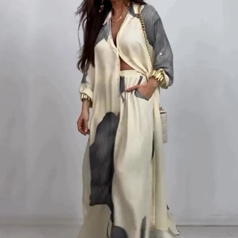 🌼Full Button Down Long Shirt & Drawstring Pants Set - karumail