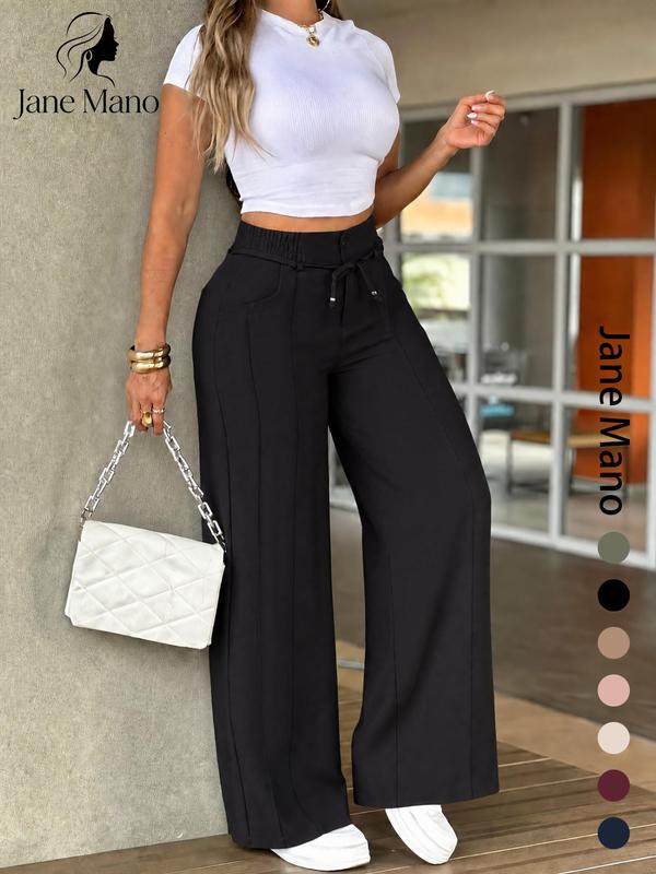 Women's High-Waisted Straight Leg Trousers – Front seam & elastic back – Versatile, comfortable & perfect for office or casual wear✨🌸 - karumail