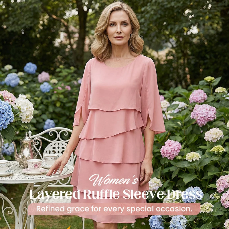 Women's Elegant Layered Ruffle Sleeve Dress – Effortless Style for Every Occasion 💃 - karumail