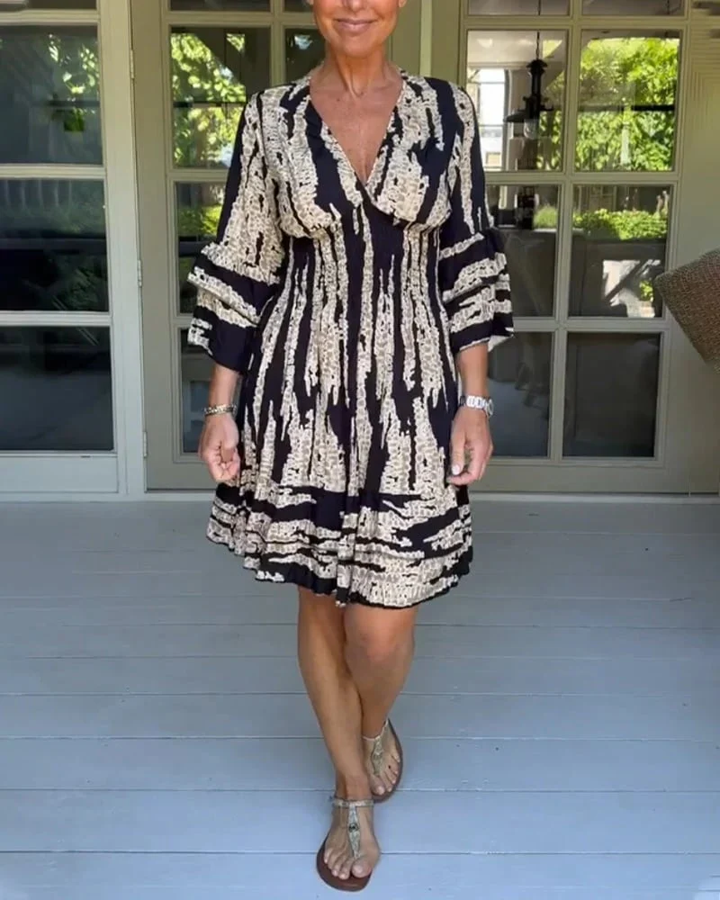 🔥V Neck Three Quarter Sleeve Dress - karumail