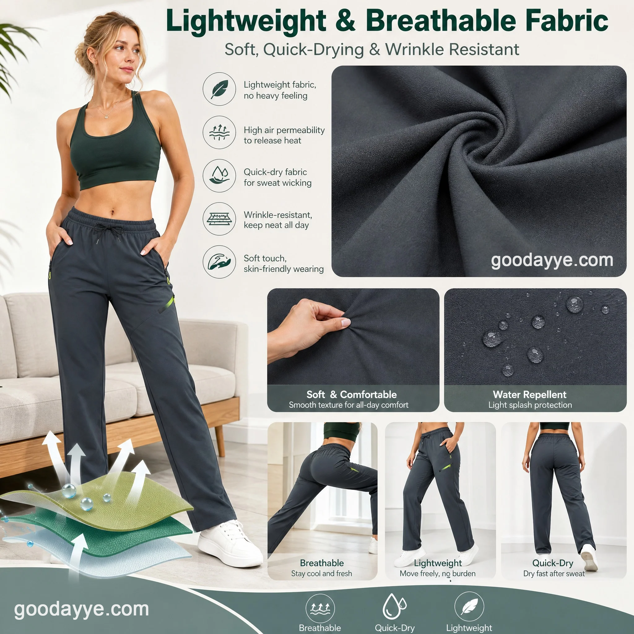 Women’s Straight-Leg Cargo Trousers – Elastic Waist, 6-Pocket Casual Pants for Work, Travel & Everyday Wear 👖✨ - karumail