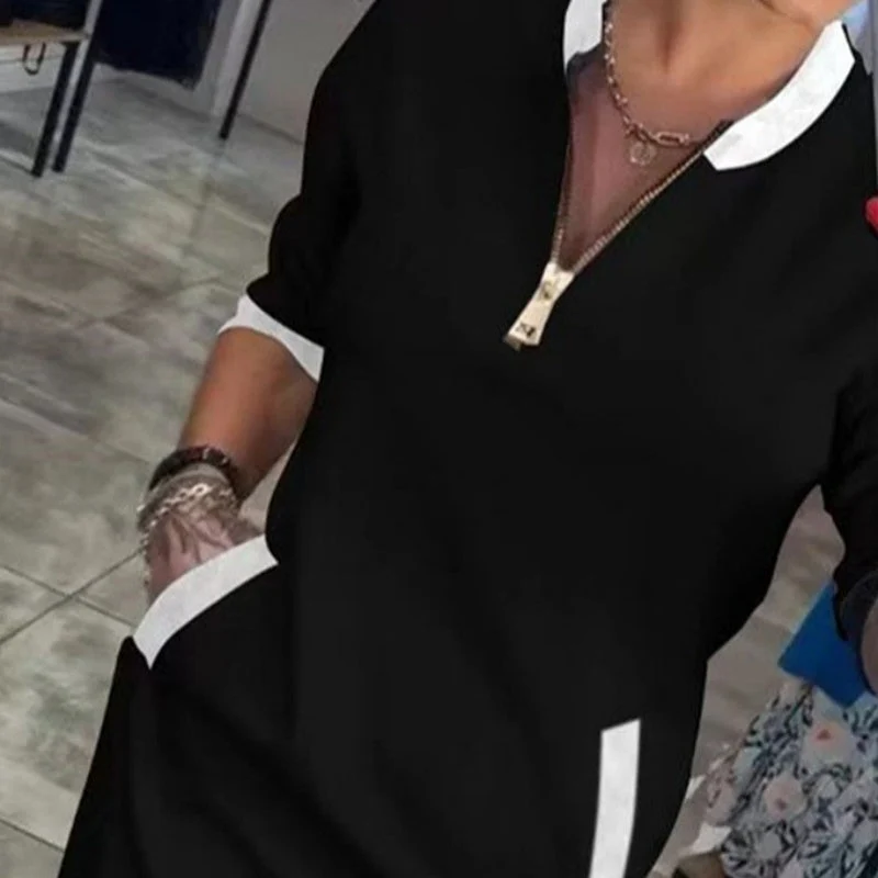 Women’s Trendy Casual V Neck 3/4 Sleeve Dress - karumail