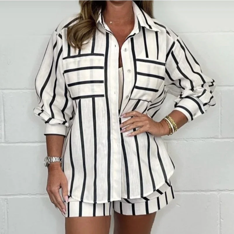 Women's Summer Casual Stripe 2-Piece Set - karumail