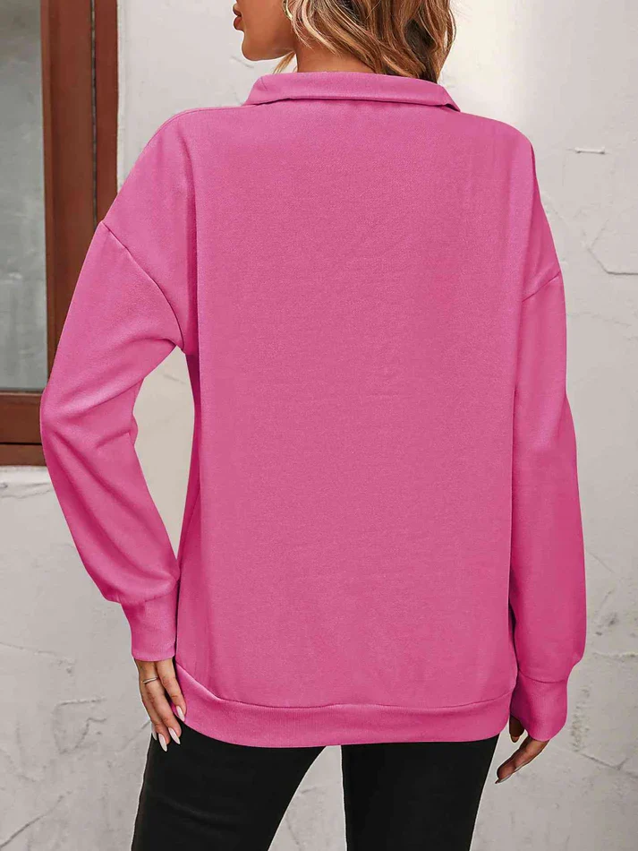 Womens Zip-Up Dropped Shoulder Sweatshirt - karumail
