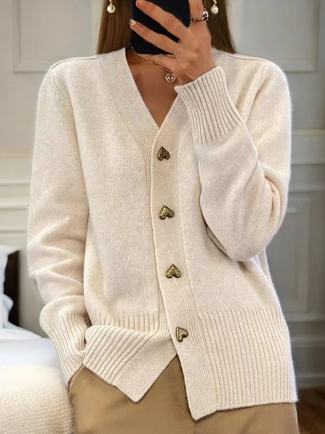 🔥Women's Casual Winter Plain Yarn Wool Yarn Buttoned Cardigan🔥 - karumail