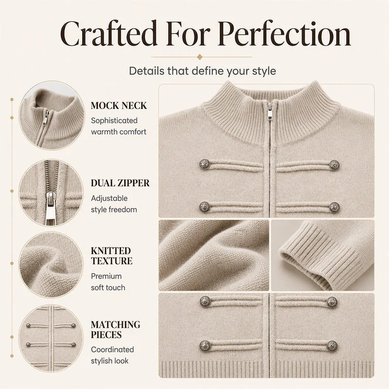 ✨ Effortless Elegance | Women's Casual Double Zipper Sweater Jacket - karumail