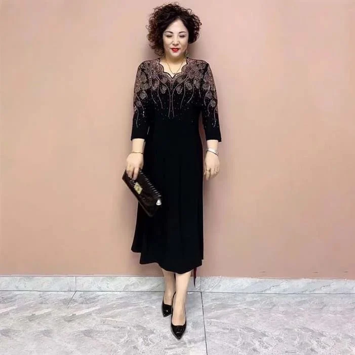 🔥Women’s Noble Elegant Dress With Glitter Neckline - karumail