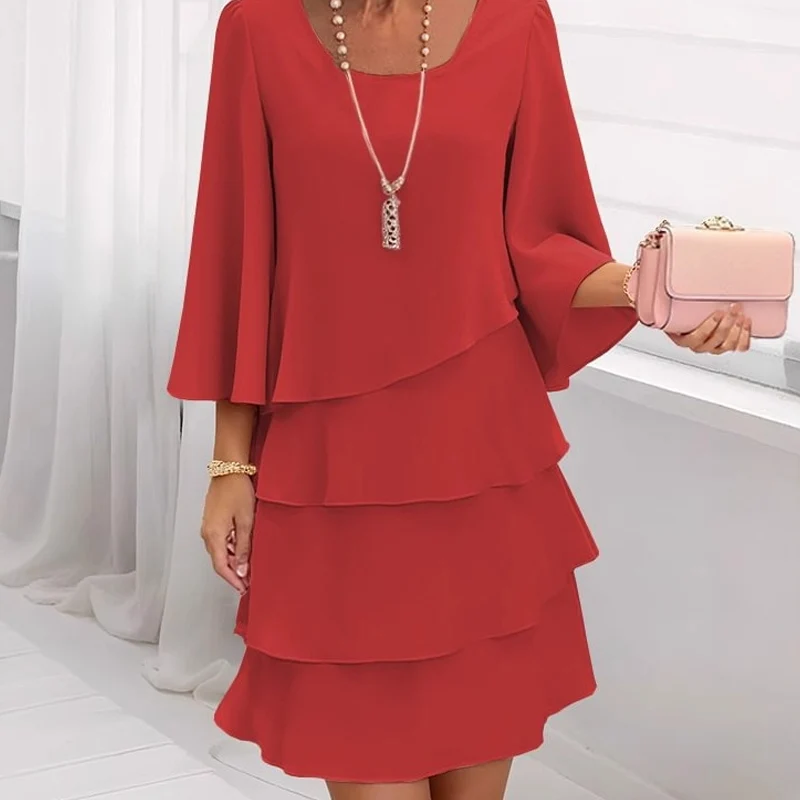 💃Women's Tiered Ruffle Dress with Flared Sleeves - karumail