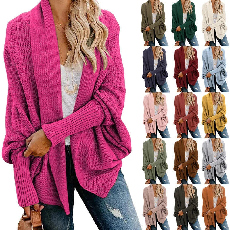 ✨Woman'S Batwing Cable Knitted Slouchy Oversized Cardigan Sweater - karumail