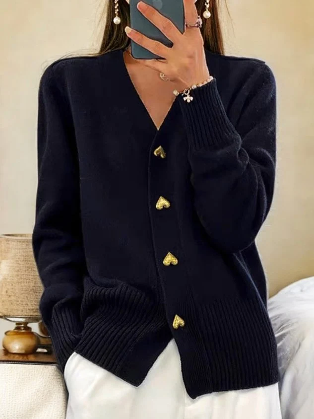 🔥Women's Casual Winter Plain Yarn Wool Yarn Buttoned Cardigan🔥 - karumail